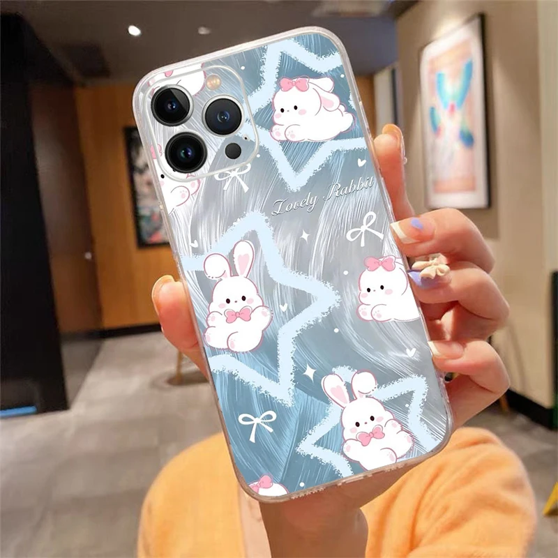 

Cartoon Animal Tulip Flower Bow Phone Case Carcasa Funda For iPhone 17 Pro Max Air 16 15 14 13 Pro Max 15 16 Pro 15Plus 16E Case
