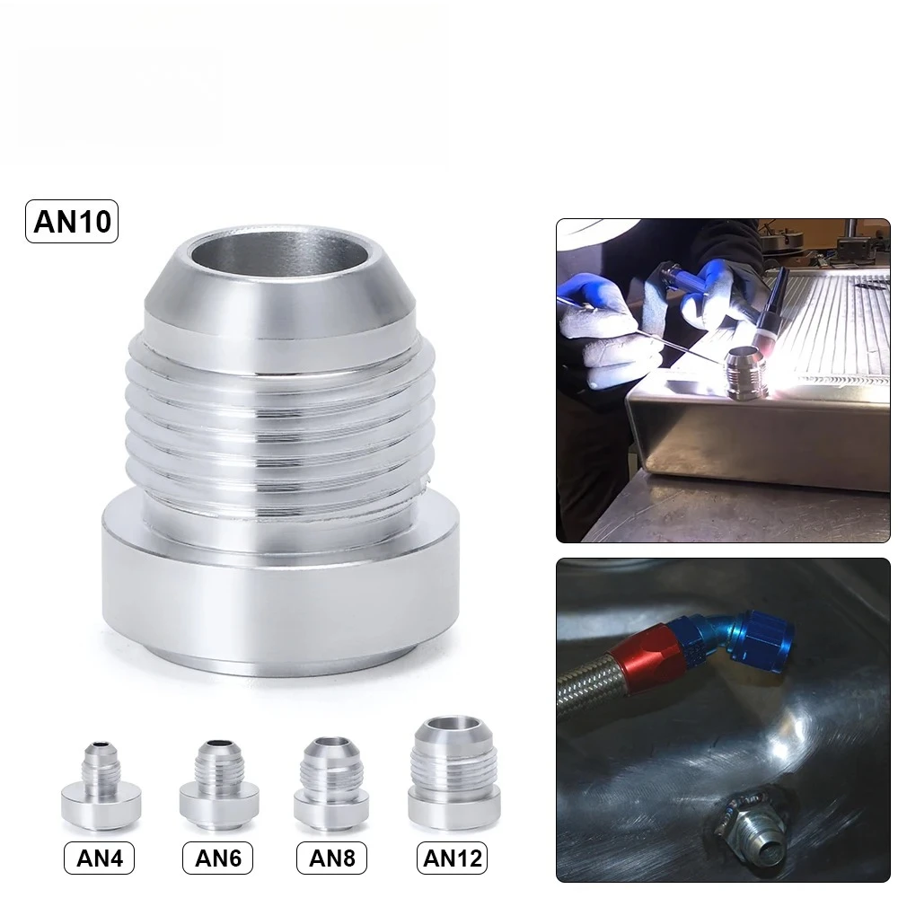 Top Quality Aluminum AN4 6 8 10 12 AN Straight Male Weld Fitting Adapter Weld Bung Nitrous Hose Fitting Silver For Oil Cooler
