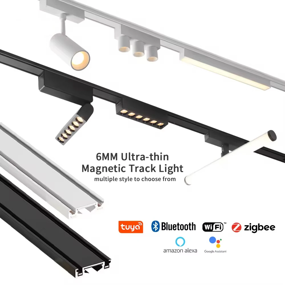 smart magnetic track light trilho de superficie ultra fino grelha de inundacao led holofotes de aluminio tuya zigbee 30 preto e branco novo mm 01