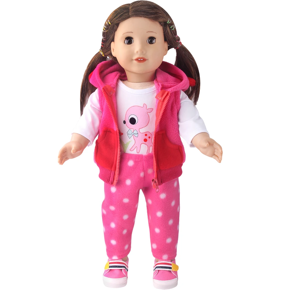 Roupas de bonecas reborn, 43 cm, terno casual, boneca americana, 18 espaços, meninas, ursos e geração, bonecas, jumpers, macacão, roupas, calças