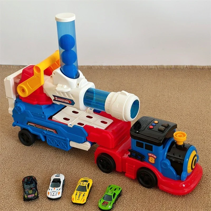 Kids Transformable Truck & Train Toy Set - Alloy Vehicle with Slide Track Friction Powered Gift for Boys