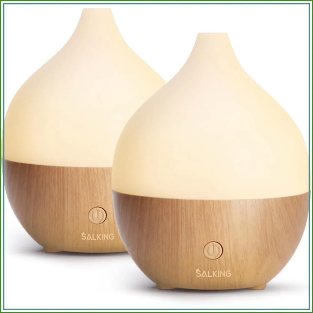 Essential Oil Diffuser Set of 2, 100ml Aromatherapy Diffuser with Auto Shut-Off, Ultrasonic Cool Mist Humidifier, Warm White Light, for Home Office