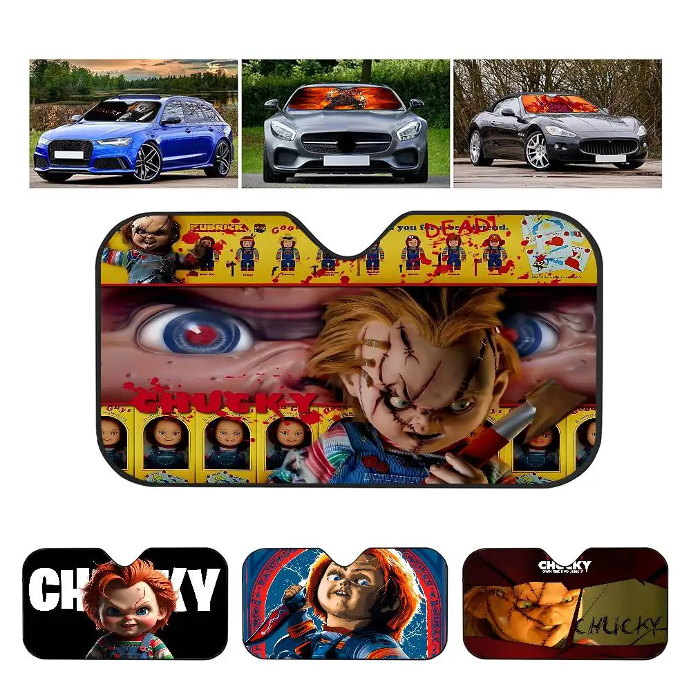 أفلام الرعب عروس تشاكي زجاج سيارة ظلة غطاء السيارات الشمس الظل قناع نافذة الأشعة فوق البنفسجية عاكس سيارات إبقاء سيارة باردة