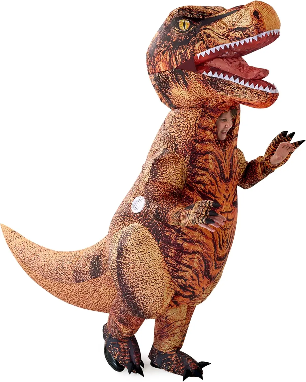 

Реалистичный надувной костюм Тираннозавра для детей, коричневый костюм динозавра на все тело для Хэллоуина и вечеринок
