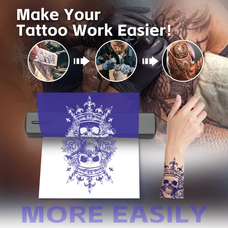طابعة وشم لاسلكية محمولة بدون حبر وثيقة مكتبية PDF Photo A4 طابعة حرارية متوافقة مع Android iOS Windows Mac