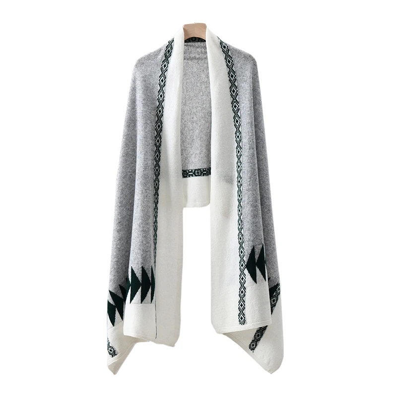 Autumn and winter cashmere shawl scarf Christmas tree Jacquard knitted shawl scarf color matching high-end Joker.