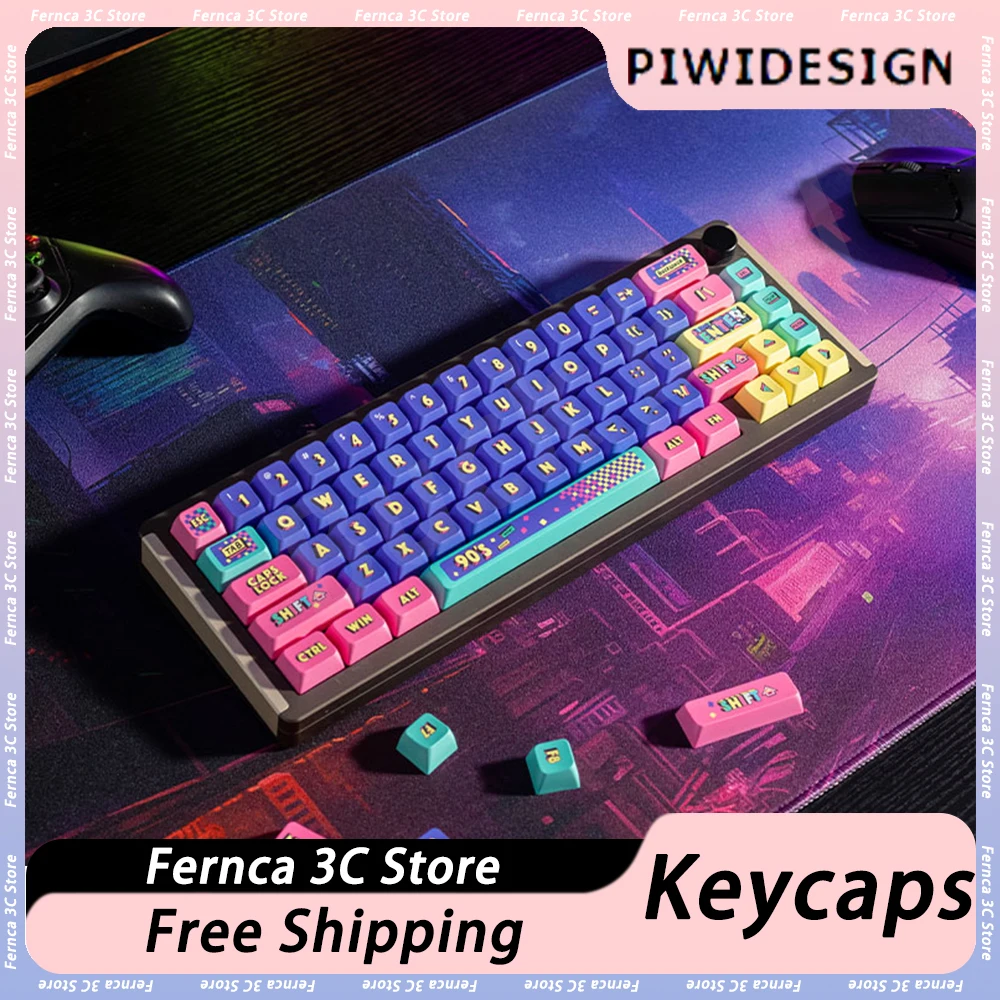 

PIWIDESIGN KC-06 Keycaps PBT Keycaps Resin 130 Keys For Mechanical Keyboard Sublimation Ergonomics Pc Gamer Accessories Man Gift