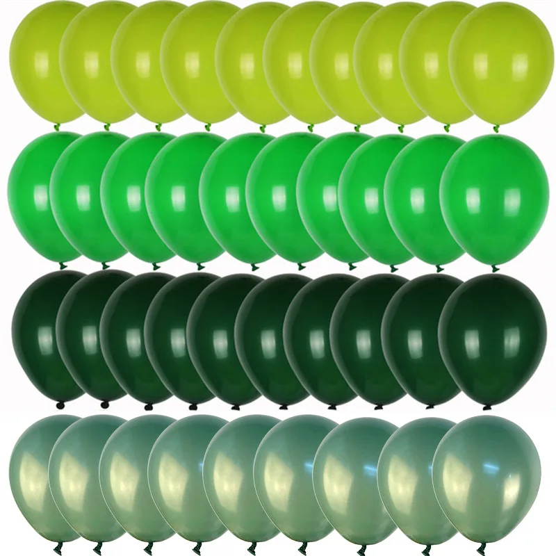 40pcs Retro Dark Green Balloons Set Confetti Balloon Jungle Safari Animal Birthday Party Decorations Kids Boy Baby Shower Favors