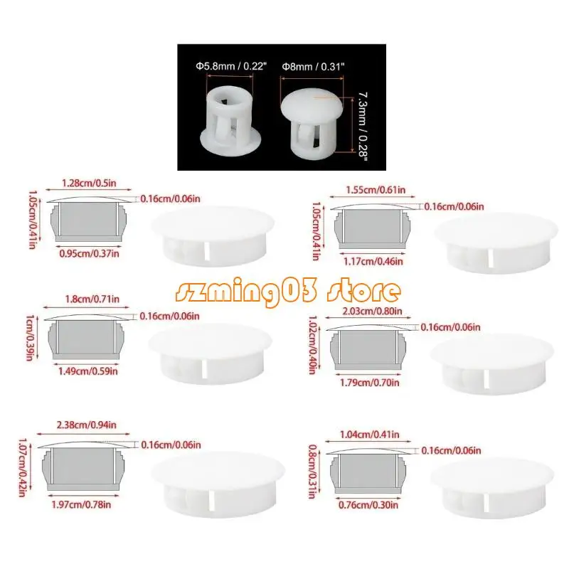 H9ec 30pcs Pannello plastica bianco tappi per fori per trapano rotondi Capillini per coperture fori in mobili da cucina e