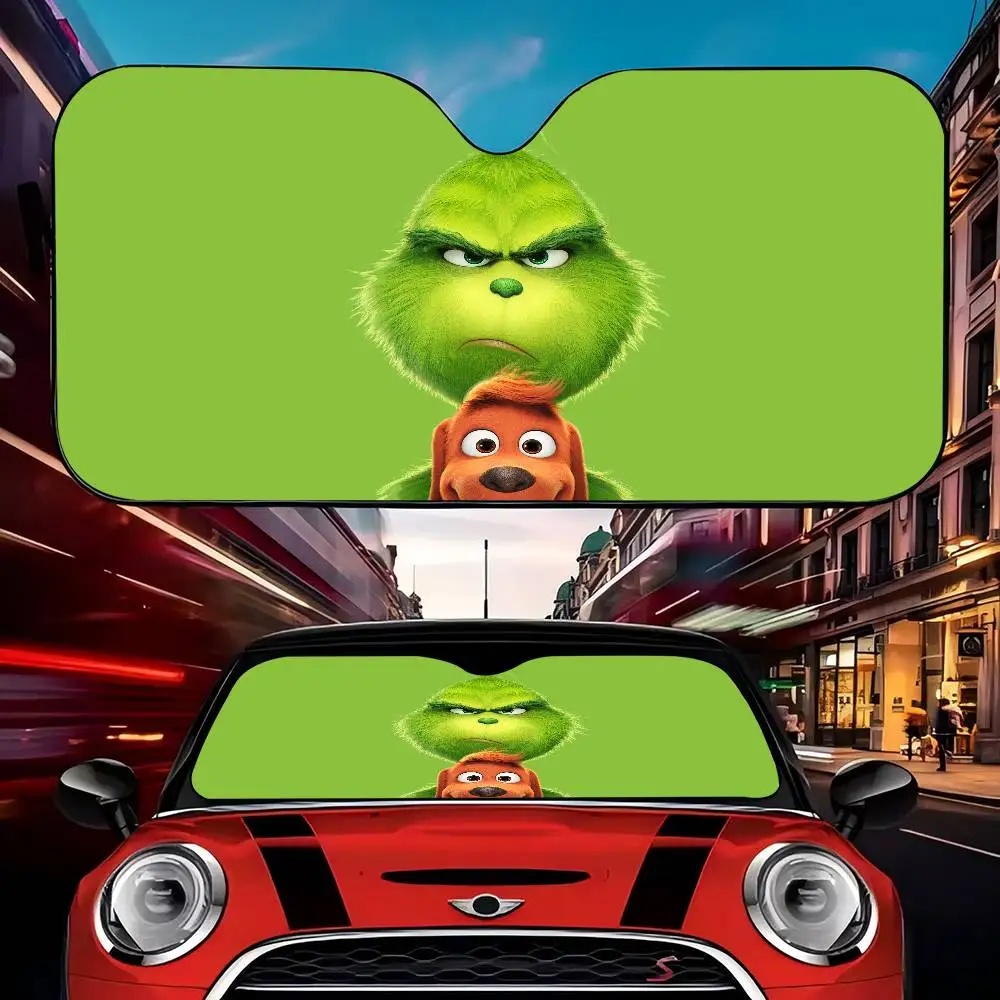 Green-Grinch-Christmas Car Solar Protection Windshield Sunshade Car Window Windscreen Cover Sun Shade Auto Sun Visor