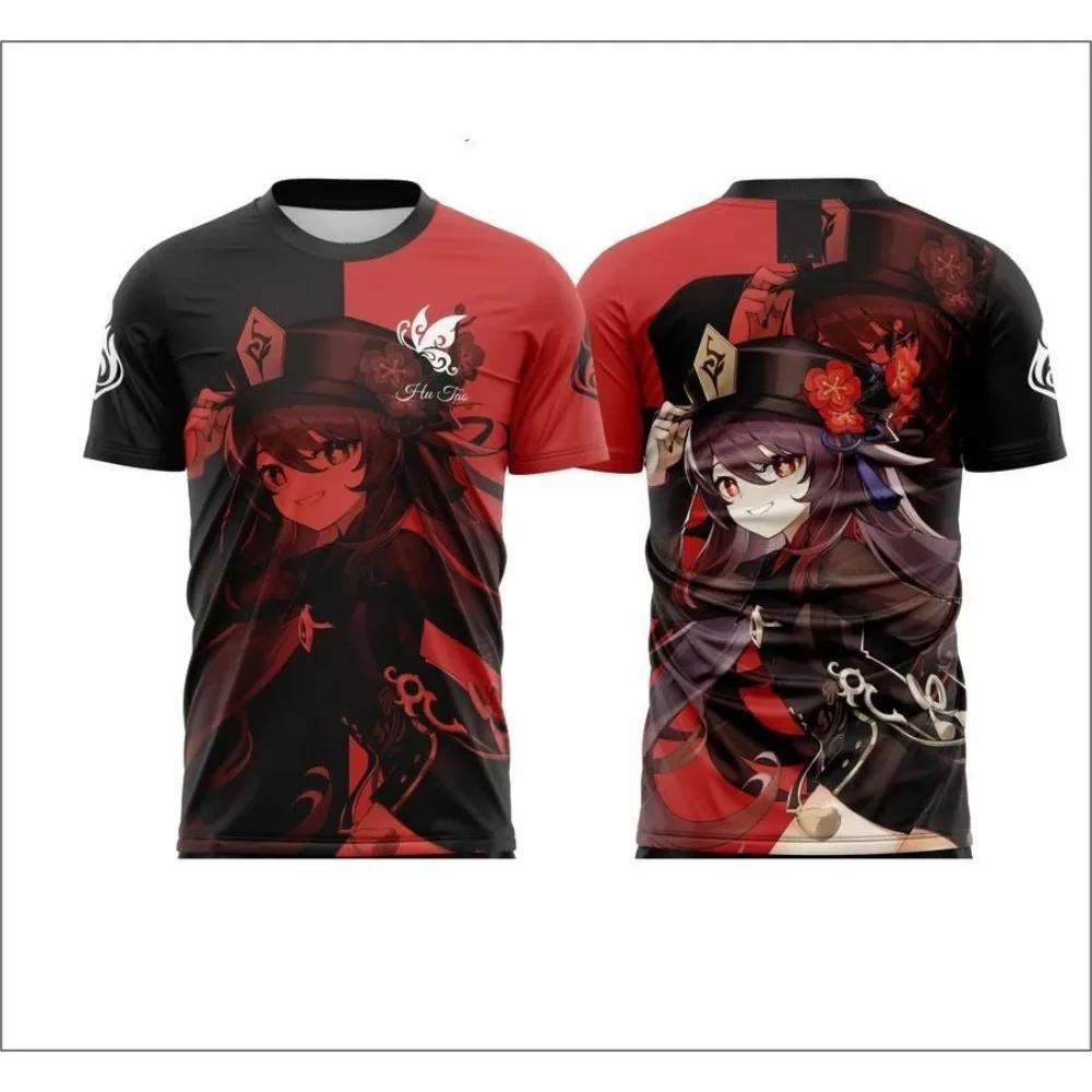 Genshin Impact Traveler Twins Furina Kazuha Zhongli Nahida 3D Print Fashion T-Shirt Game Graphic Tee for Men and Women Casual