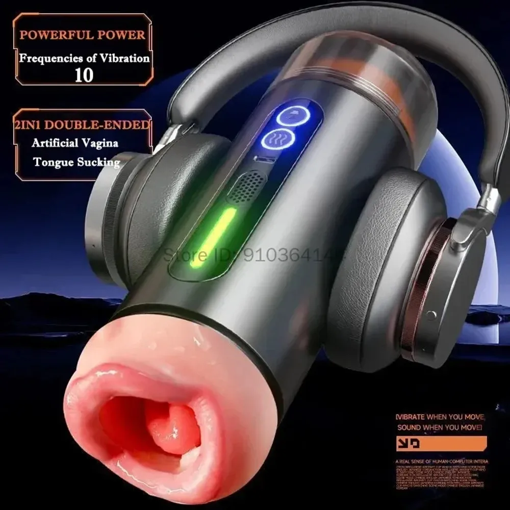 Automatic Male Masturbator Airplane Cup Sexy Oral Mouth Vagina Two Penetration Pocket Pussy Blowjob Sex Toys for Man Adult Goods