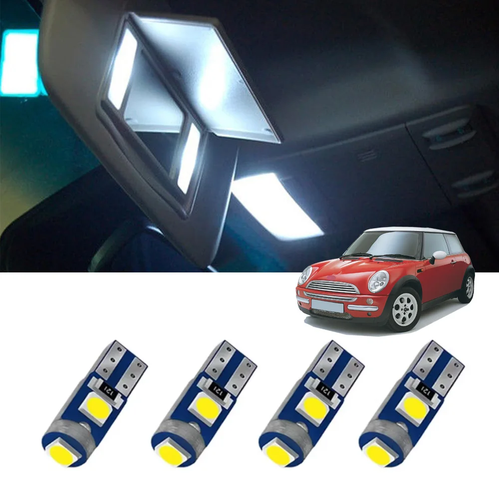 

4Pcs For BMW MINI R50 R52 R53 R56 R60 F56 Sun Visor Vanity Mirror LED Light Bulbs White Canbus