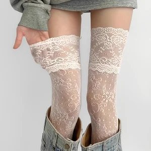 AliExpress – 1 Pair Women’s Over-Knee Socks with Floral Lace Trim Net Design for Boots Dresses Jeans – Vintage Style
