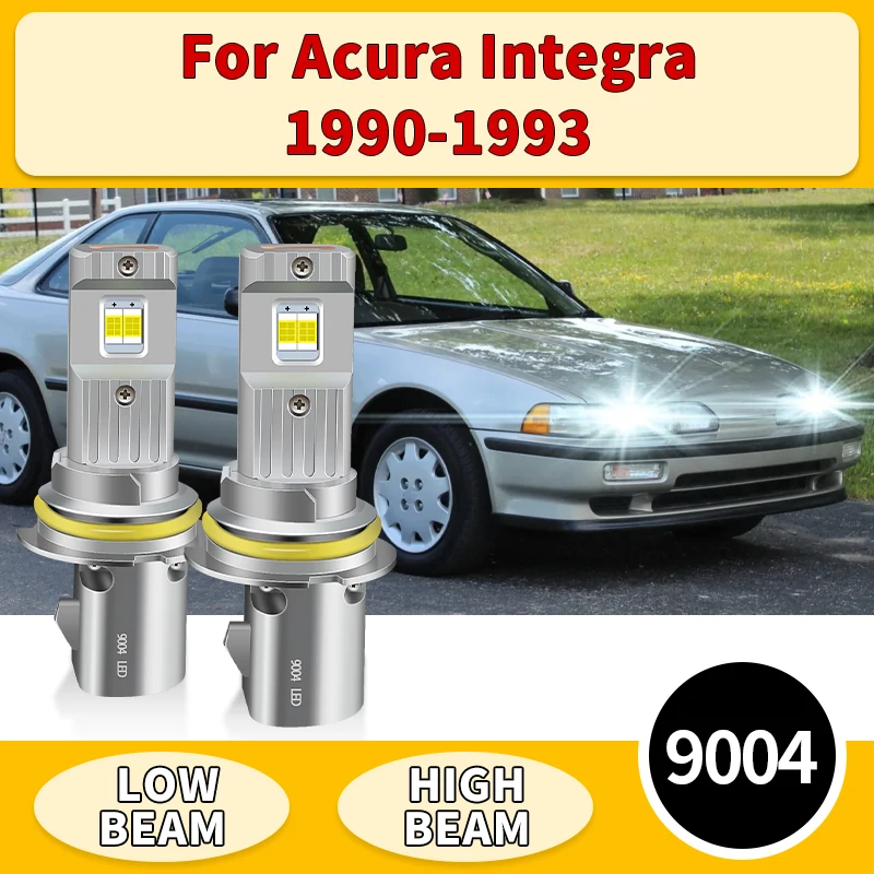 

2PCS For Acura Integra 1990 1991 1992 1993 9004 HB1 LED Headlight Bulbs White High Low Beam Plug & Play 12V Auto Canbus with Fan