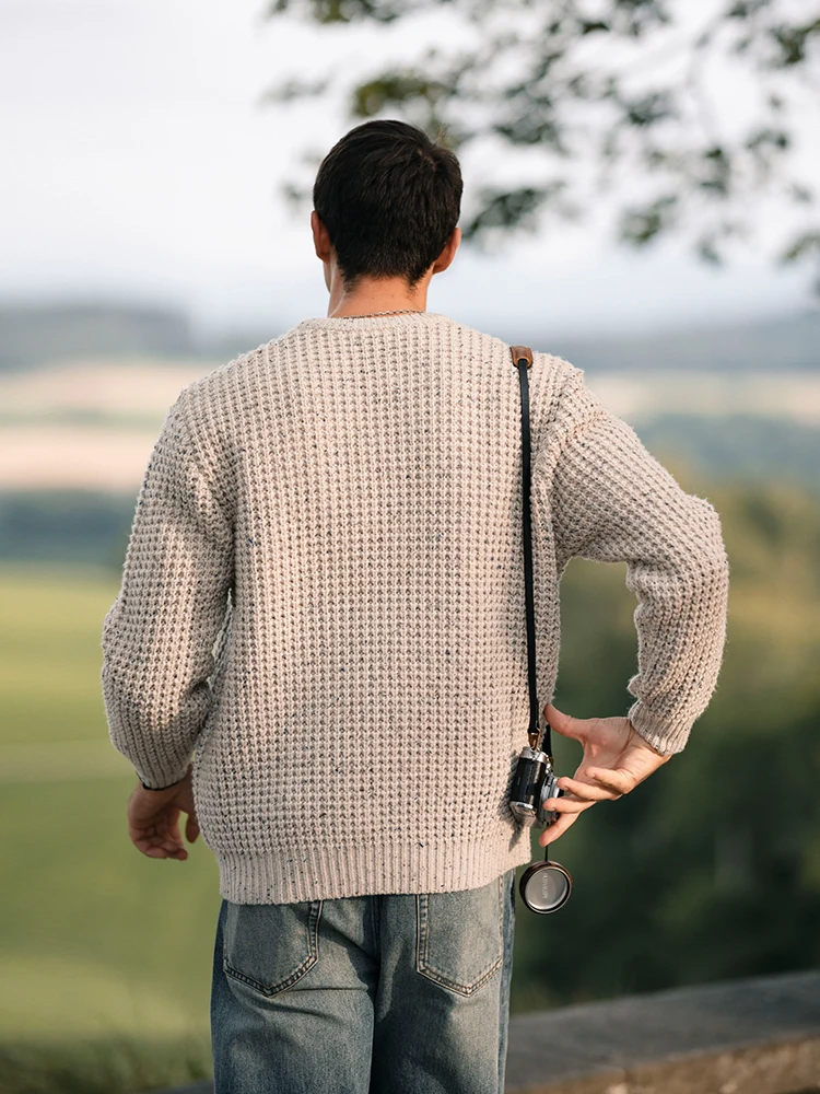 SIMWOOD wysoki standard 2024 jesienno-zimowa nowy sweter Oversize z domieszką wełny mężczyźni gruba ciepła dzianina swetry w stylu Vintage