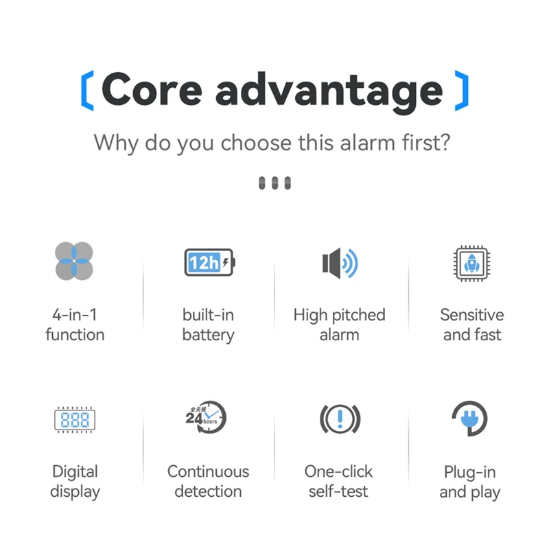 【NEW A09R！】ガス、一酸化炭素、温度、湿度検知器、HDディスプレイ付き、家庭、アパート、ヴィラ用安全警報