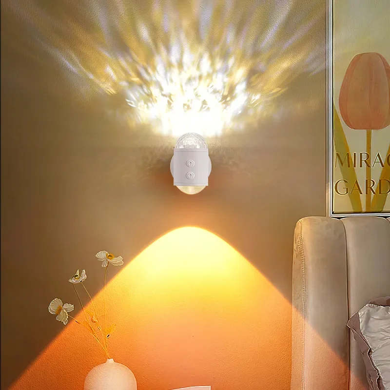 Red Double Head Water Ripple Sunset Wall Lamp Water Pattern Hill Light for Living Room Bedroom Corridor