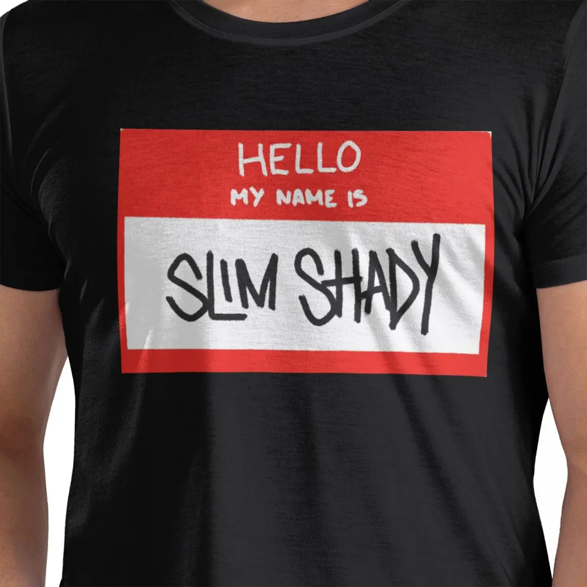 

Футболка из 100% хлопка «Hello My Name Is Slim Shady Eminem», мужские забавные футболки, мужские футболки с круглым вырезом и коротким рукавом, S-6XL
