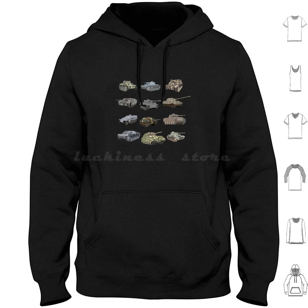 Sweat-shirt à capuche en coton à manches longues avec motif de chars allemands de la Seconde Guerre mondiale, pour vétérans de la guerre, militaire, Seconde Guerre mondiale