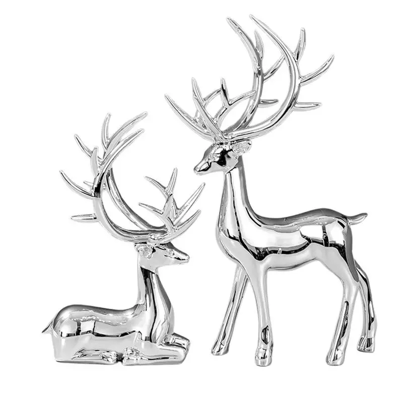 Lucky Deer Sculptures Sitting And Standing Christmas Deer Ornaments Beautiful Resin Deer Ornaments Funny Reindeer Christmas