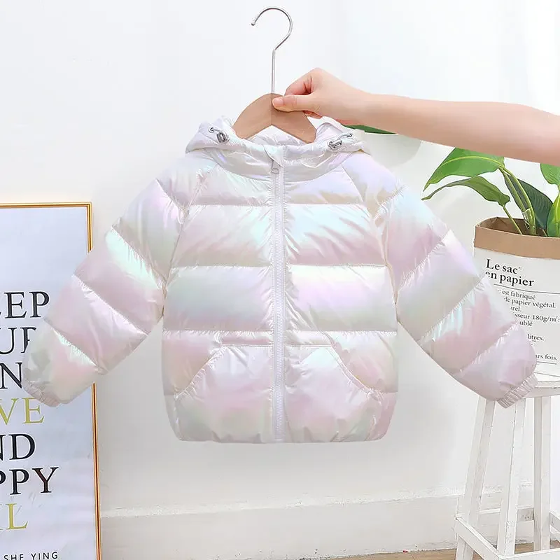 

White Duck Down Jacket Children's Autumn and Winter New Boys and Girls Thickening Baby Coats Kid Hooded Outerwear Tide Snow Play