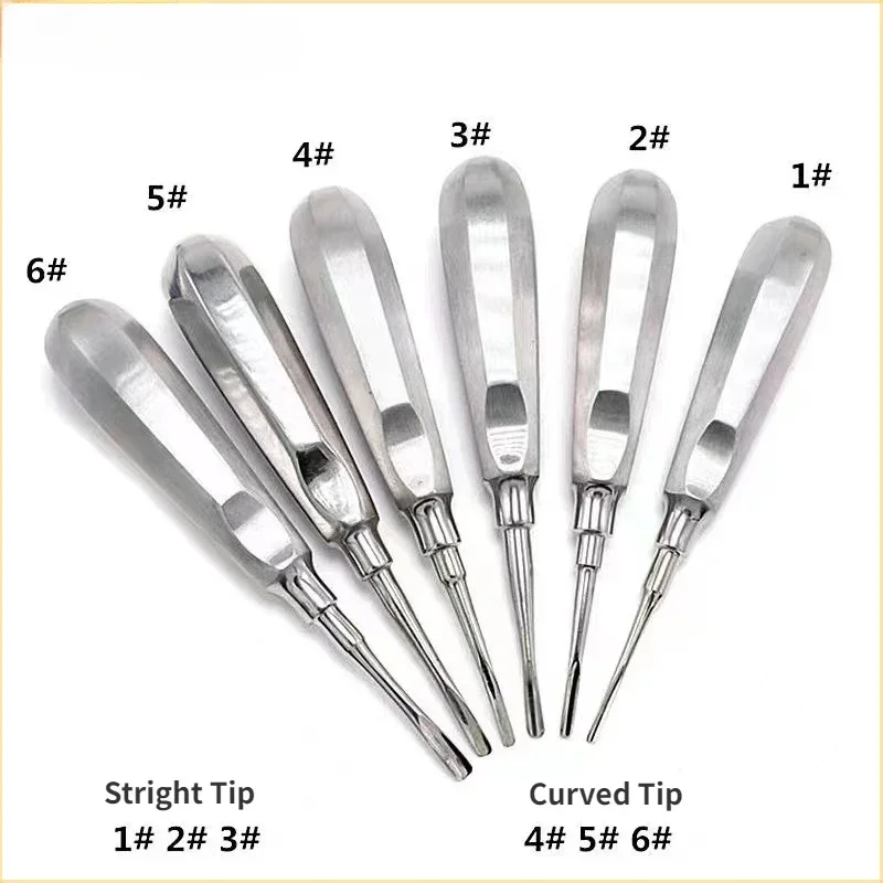 

Dental Stainless Steel Tooth Elevator Dentist Tools Stright Curved Sharp Tip Root Elevator Dental Instrument