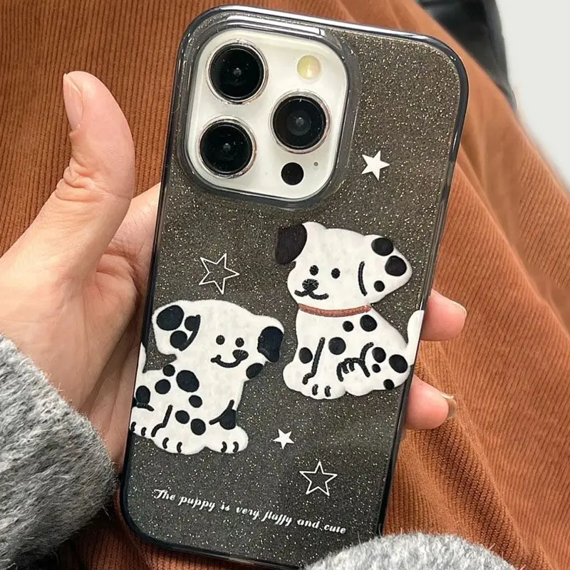 Cartoon Cute Pet Dogs Phone Case for IPhone 15 14 11 12 13 Pro Max Korean Interesting Star Phone Case for IPhone XR XS MAX