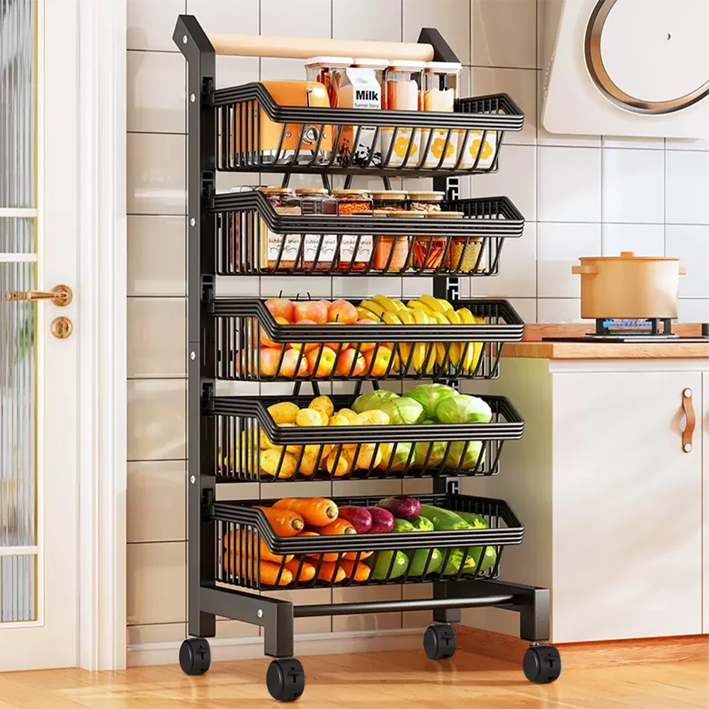 

5-Tier Kitchen Trolley, 42cm W x 32cm D x 105cm H
