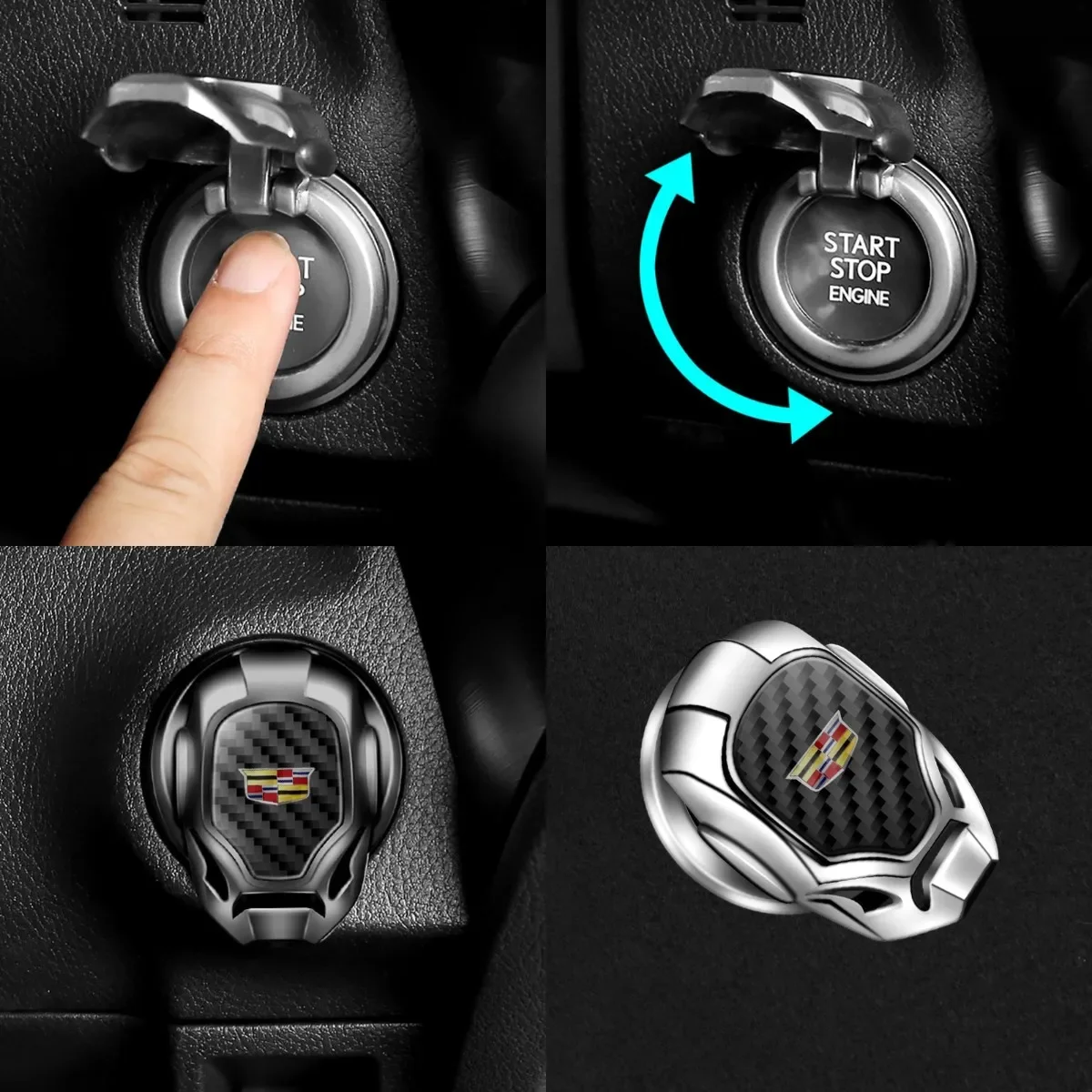 Cubierta Adhesiva para Botón de Encendido/Apagado de Coche para Cadillac Seville XT4 CT4 CT5 ATS SLR STS EXT CTS Escalade, Decoración Interior Automotriz
