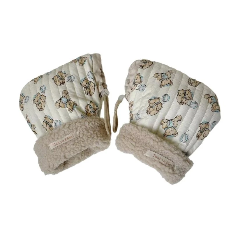 

JU64 1 Pair Cartoon Bear Scooter Gloves Children's Balance Car Mittens Warm and Soft Hand Warmers for Outdoor Activities