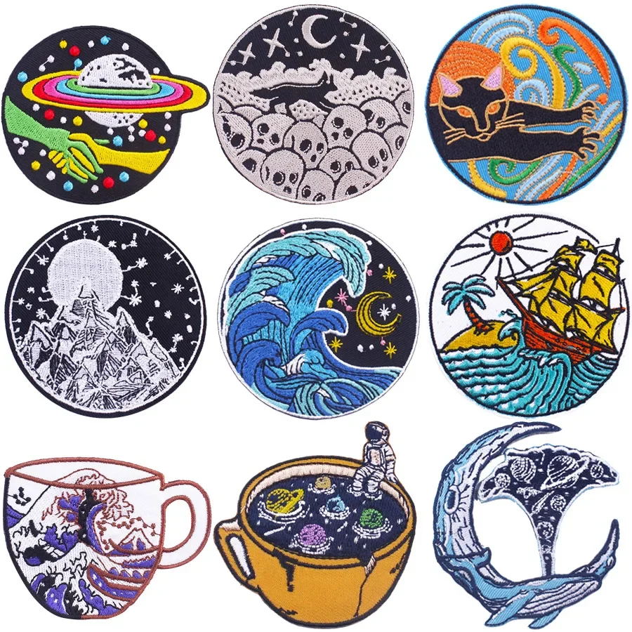 Cartoon Art Embroidery Patches Universe Adventure DIY Iron on Patches Fusible Clothes Badges Bags Hats Personalized Accessories