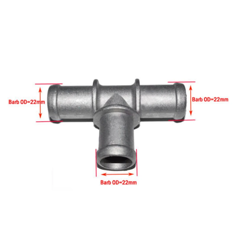 2 Stück 3/4" x 3/4" x 3/4" Aluminiumlegierung Silber T-Shirt Kühlmittel Heizung Schlauchanschlüsse Armaturen Adapter Passend für Auto – Detail 5