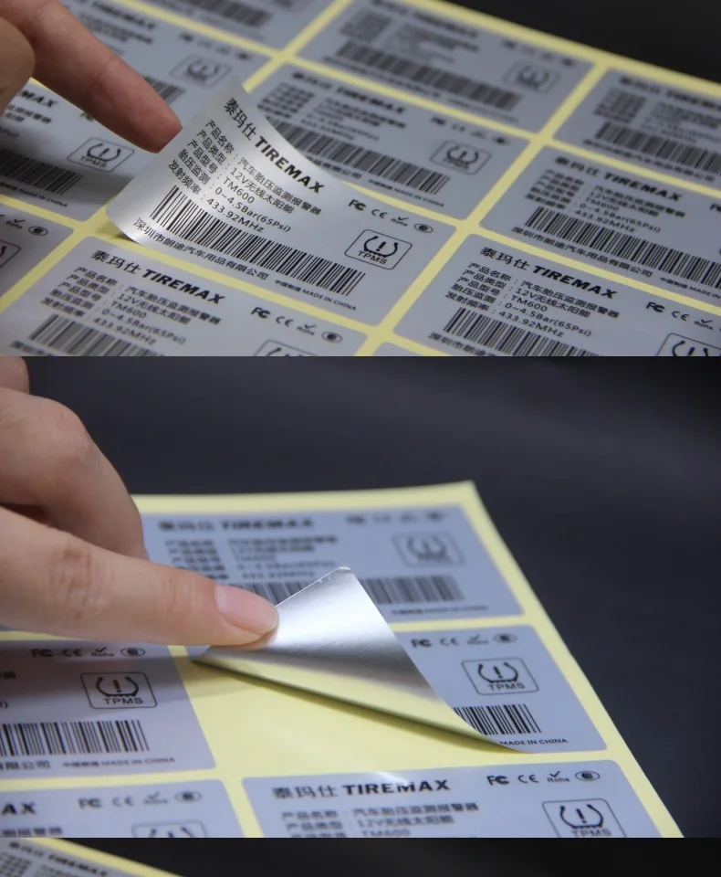 Etichetta adesiva autoadesiva argento spazzolato personalizzata impermeabile e resistente ai graffi