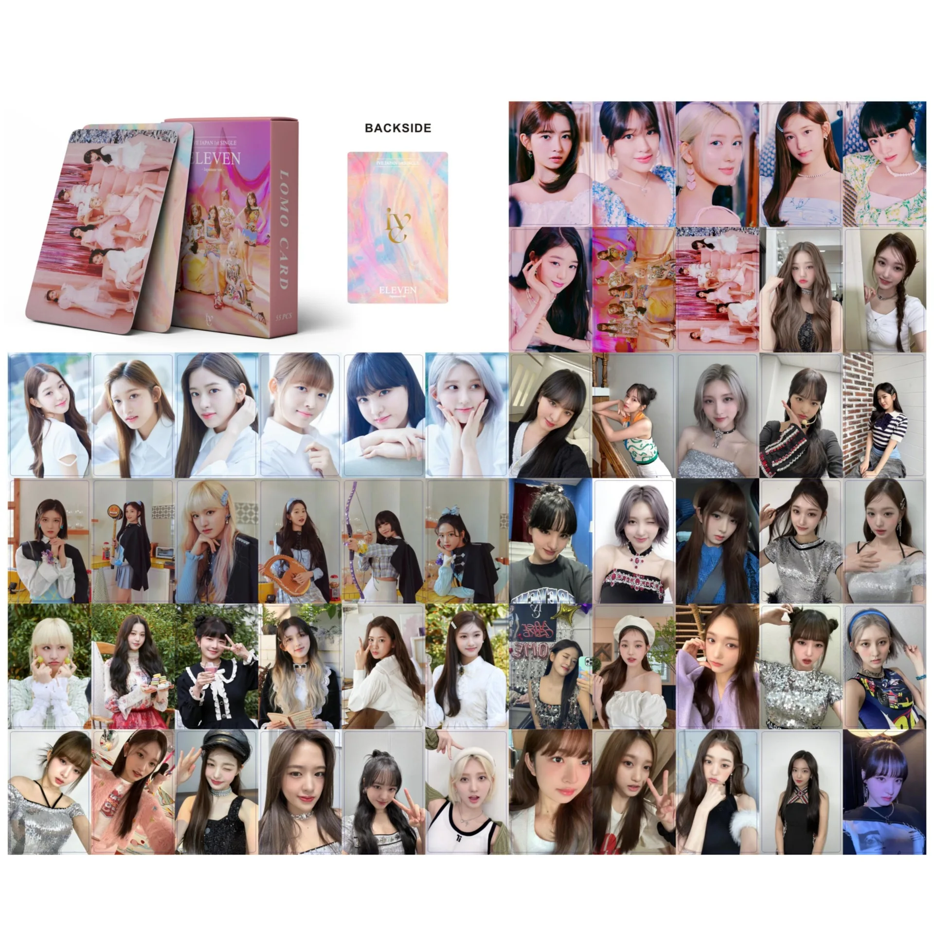 55Pcs/Set Girl Idol Group New Album A Fairy's Wish HD Lomo Card Printd Photocard Wonyoung Rei Gaeul Yujin Gaeul Leeseo Fans Gift