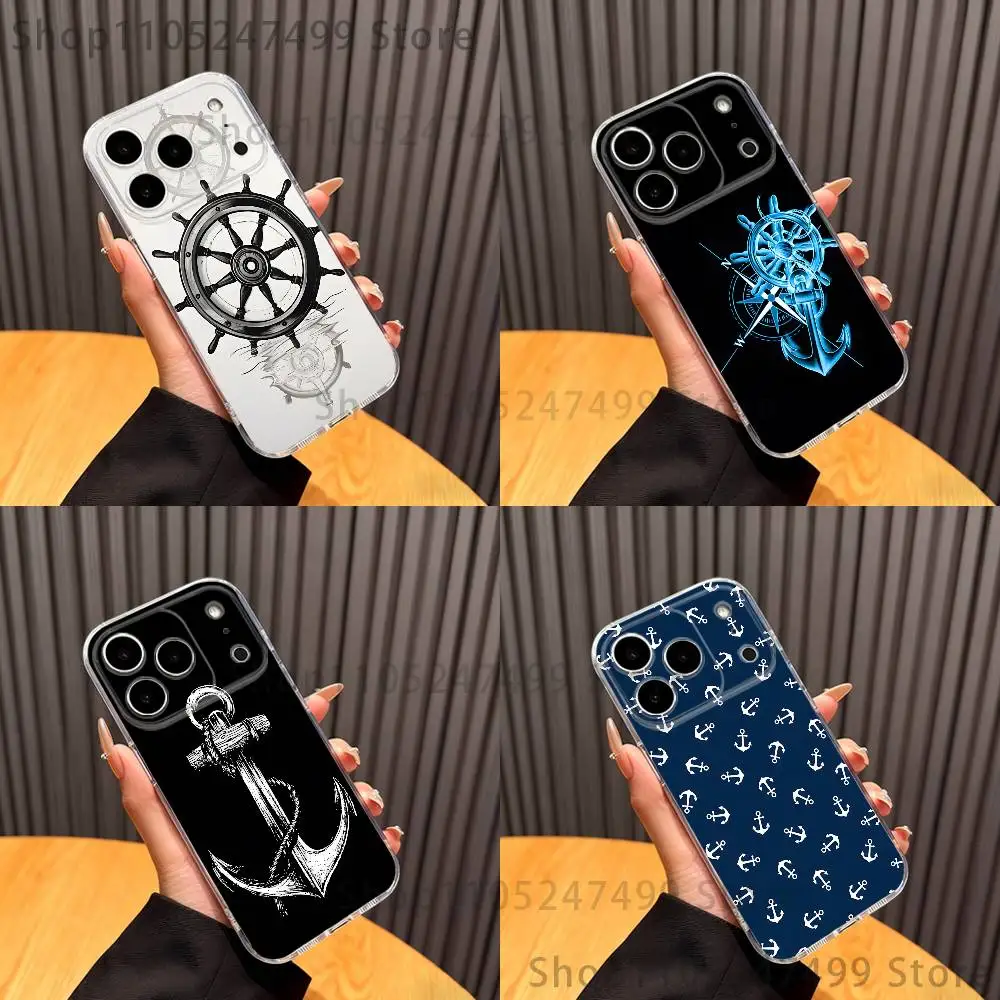

Anchor Boat Ship Wheel Phone Case iPhone17 16 15 14 13 12 11 Pro Max Plus Mini Clear Full Back Cover Silicone Soft Shell