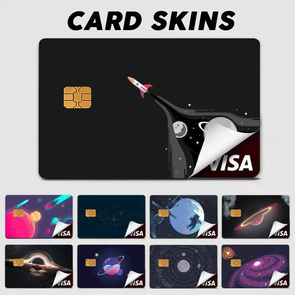 Cool Fashion Funny Hot Space Card Stickers Luxury Credit Card Stickers 4PCS Debit Front Decoration Bank Bus Pass Card Stcker