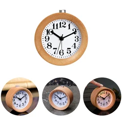 Solid Wood Round Table Clock with Night Light Students Desk Watch Wooden Alarm Clock For Home Bedroom Bedside Desktop Decoration