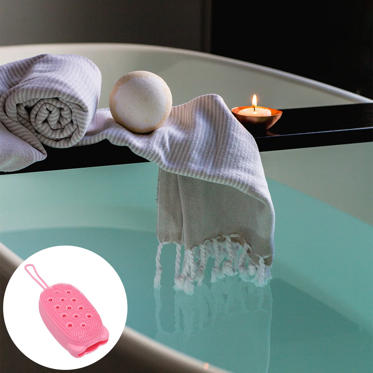 

Silicone Bath Brush with Soap Storage Automatically Soak Design for Back Scrubber Deep Cleansing Shower Tool Portable for Home