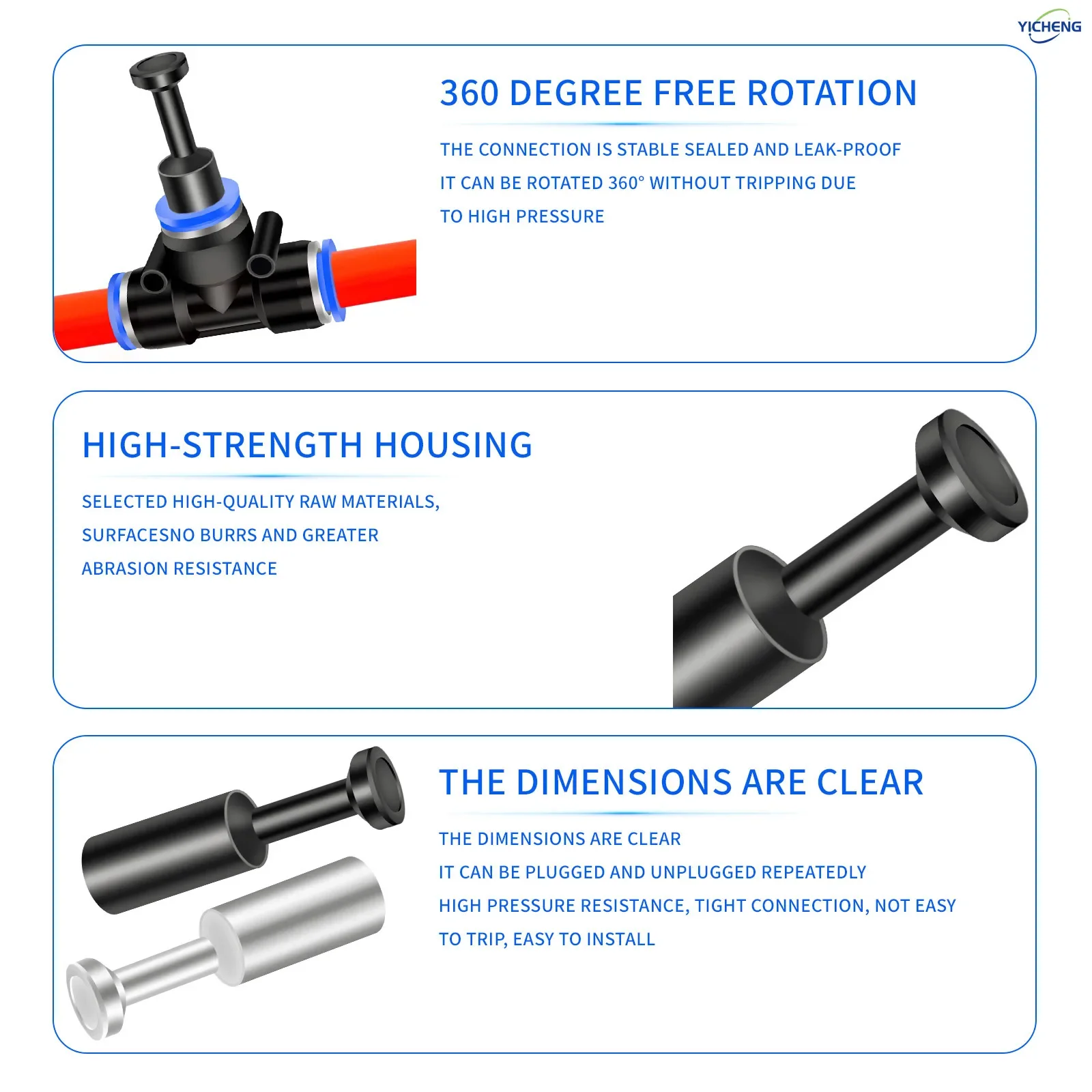 6 مللي متر أنبوب التوصيل دفع إلى توصيل تركيب المكونات Pbt الراتنج PP التوصيل رئيس (100)