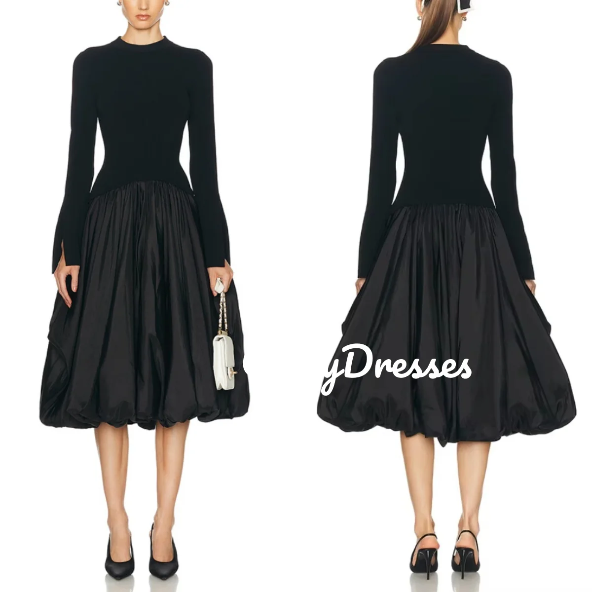 Настройте платья для выпускного вечера Трапеция с овальным вырезом длиной до пола Вечернее платье с рюшами и длинными рукавами на молнии Вечернее платье