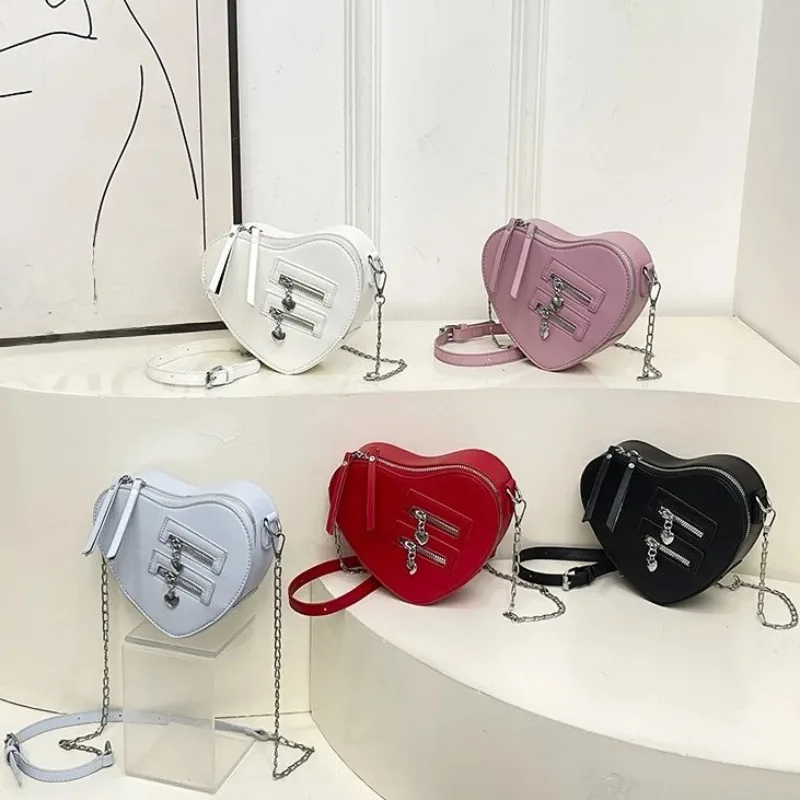 

Love Heart Shoulder Bag Zip Chain Bolsos De Mujer Exquisite Shopper Sac Femme Gothic Bags for Woman New Fashionable Bolso
