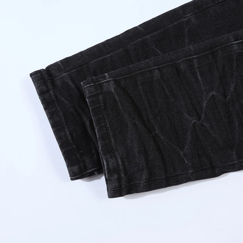 مصمم أزياء جديدة للرجال الجينز مثقب التصحيح غسلها الحنين الجينز الأسود شارع العليا الهيب هوب العلامة التجارية السراويل Y2K