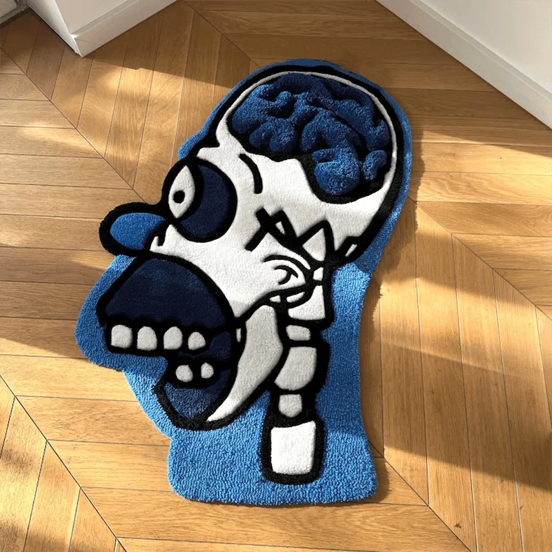 

Коврик VIKAMA Cool Anatomy Wind Skull Head - сине-белый контрастный коврик с контрастными цветами для комфорта ног, для игровой комнаты и декора спальни