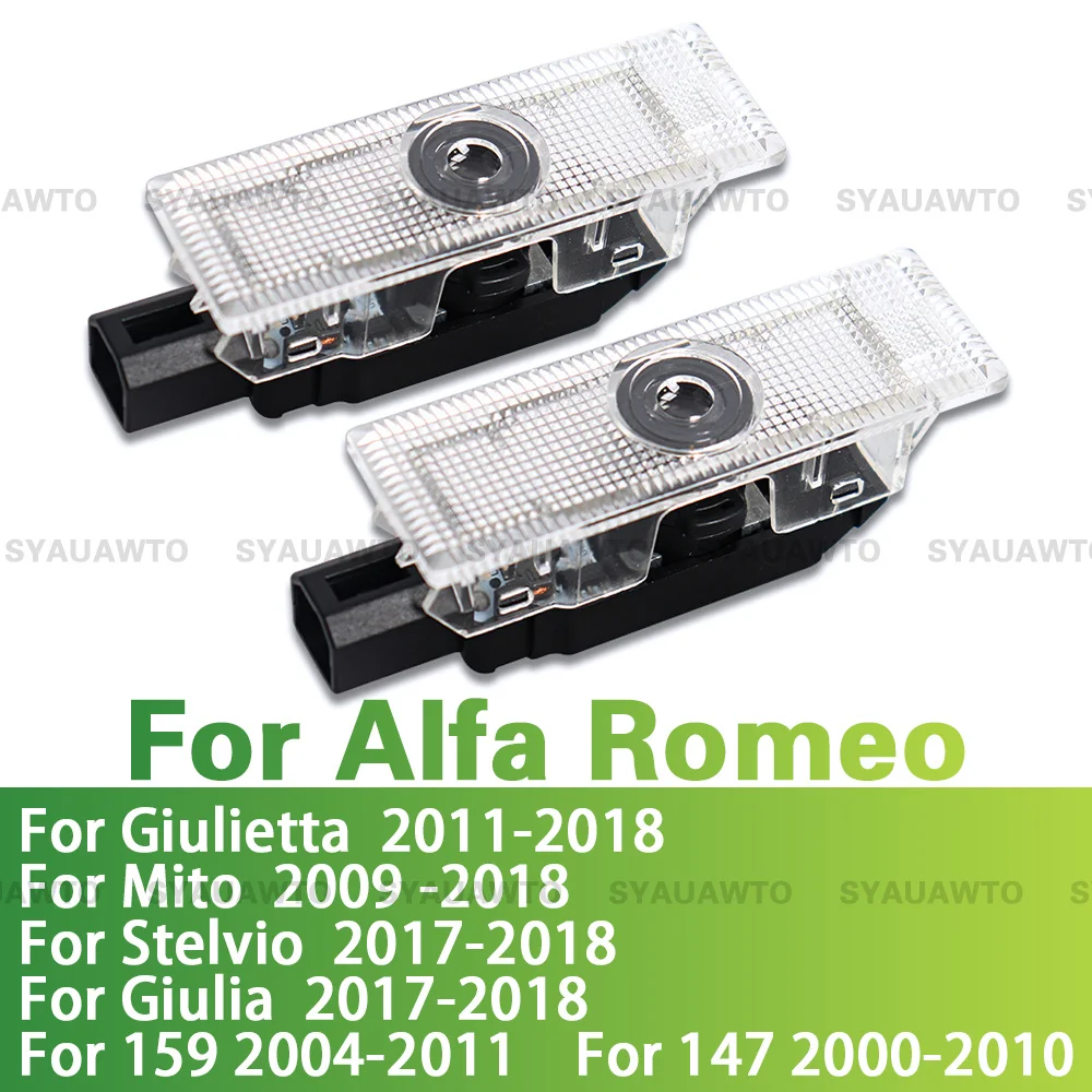 

2x LED Car Door Welcome Light For Alfa Romeo Giulietta Mito Stelvio Giulia 159 147 2000-2018 Auto Logo Lamp Car Accessory