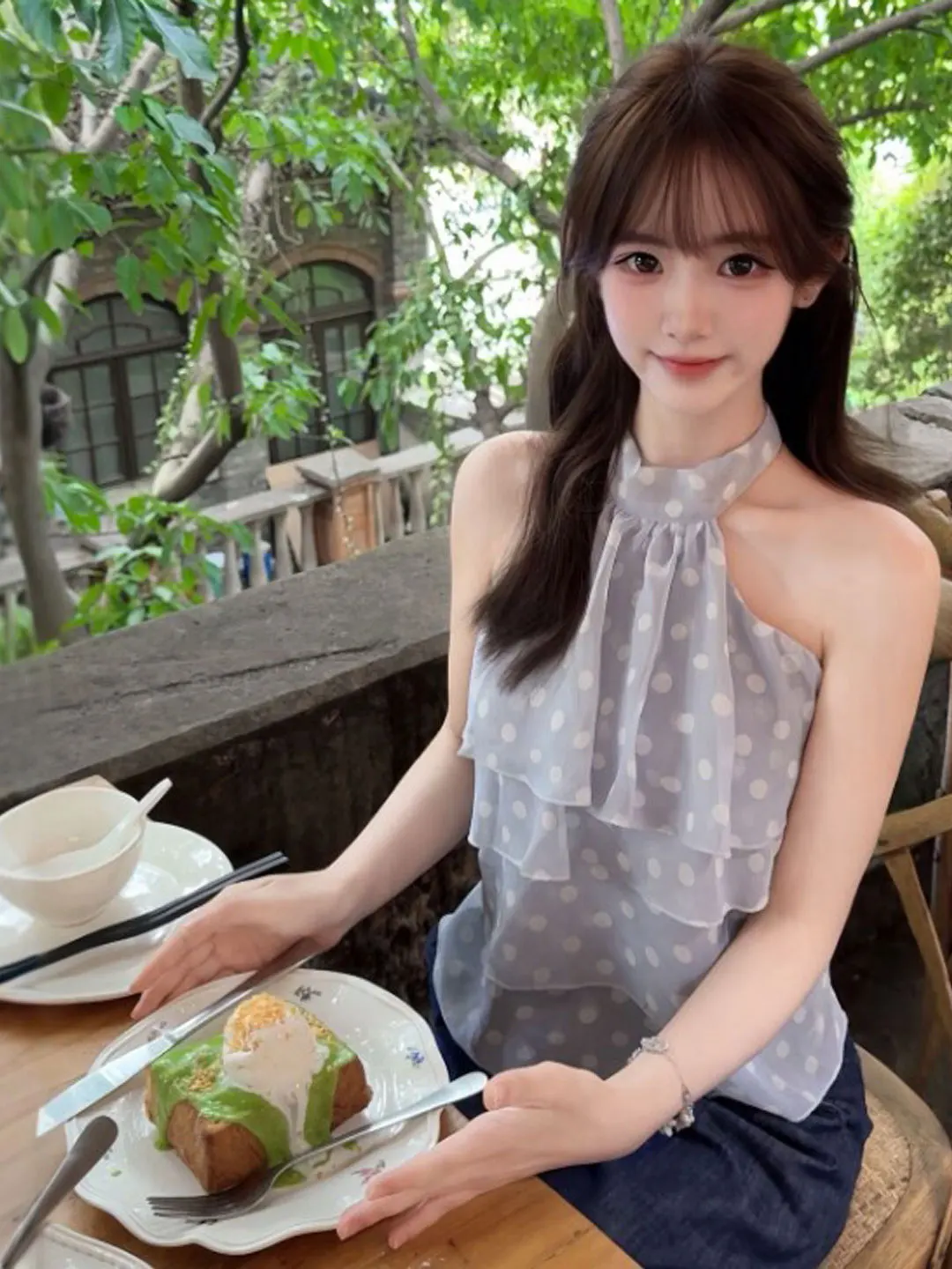 

Vacation Style Neck Hanging Strap Vest Breathable Comfortable Outerwear Summer 2026 round Neck Knitted Top for Women