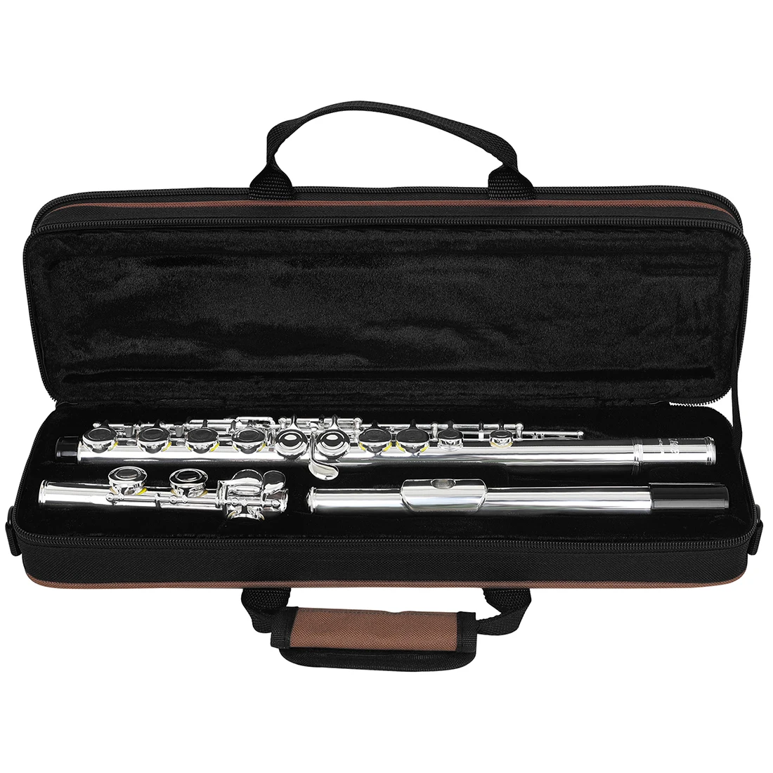 Flet SLADE C, 16 otworów, z zamkniętymi otworami, posrebrzany, z niklu-kuprowego, zakrzywiony flet z klawiszem E, instrument dęty drewniany do występów, z futerałem.