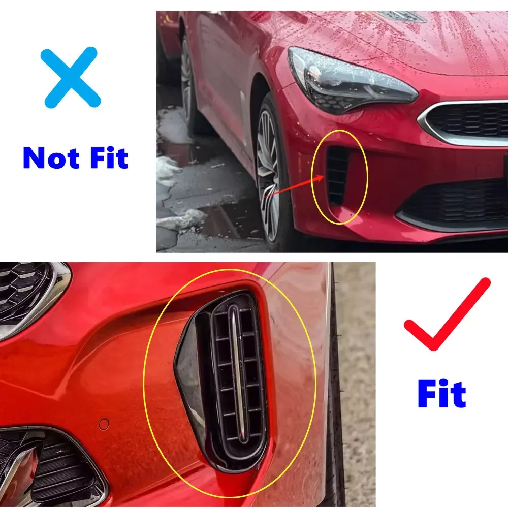 For KIA Stinger 2018-2023 Car Sticker Front Bumper Side Vent Spoiler Canard Covers Carbon Fiber Look Gloss Black Accessories ABS view 2