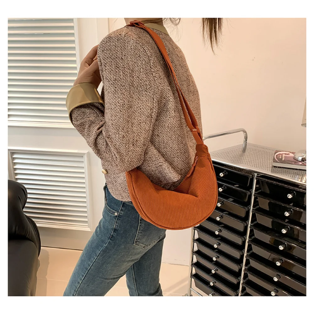 

Armpit Bag Breathable Minimalist Purse Women'S Sling Bag Adjustable Corduroy Shoulder Bag For Travel Everyday Commuter