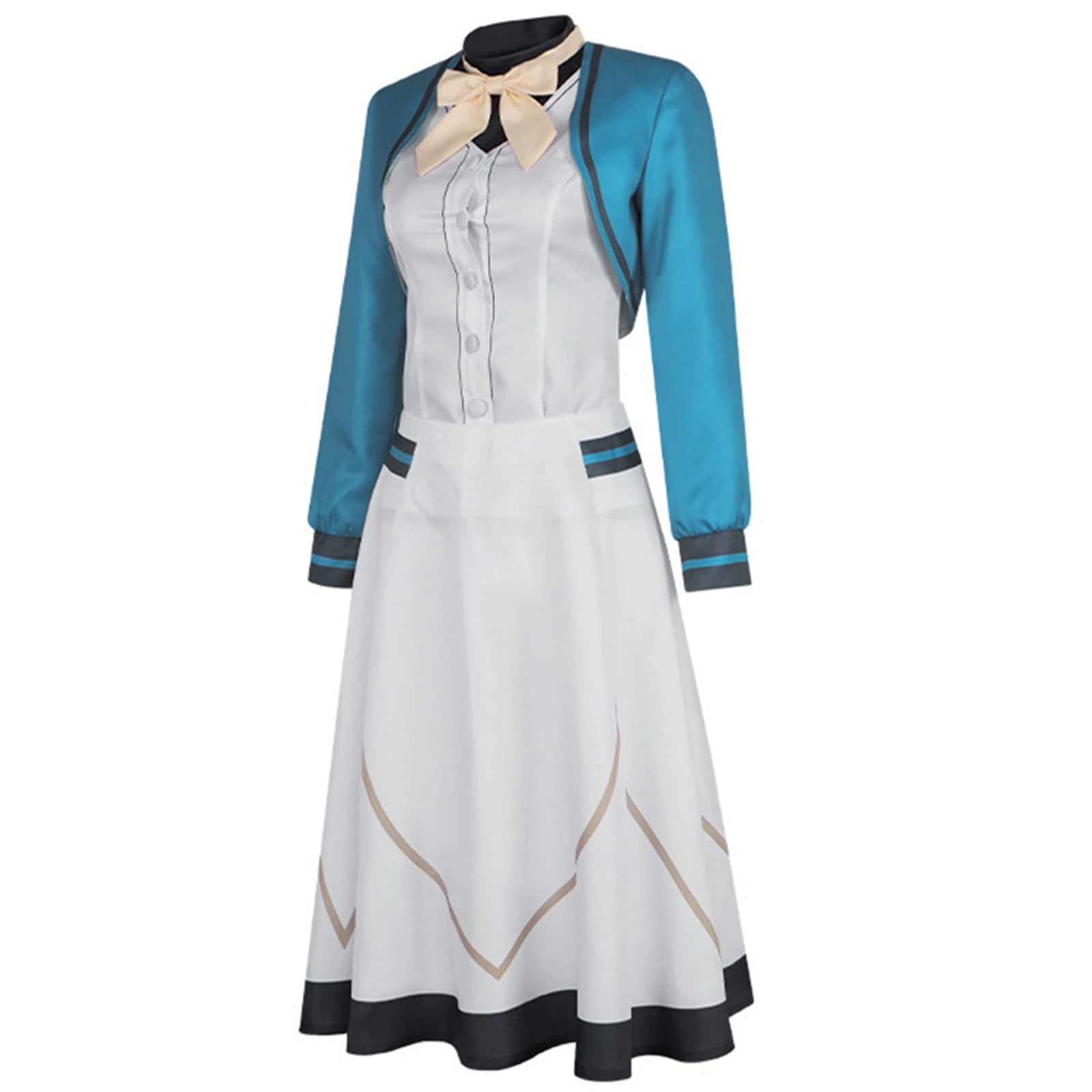 Monica Everett Cosplay Costumes Anime Girl White Vest Skirt Uniform Halloween Party Outfit - view 5
